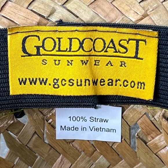 Goldcoast Sunwear Straw Sun Hat Tropical Floral Palm Leaf Band Tan White Green - Picture 7 of 17